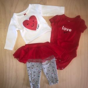 Red Hearts Matching 6 Month Outfit